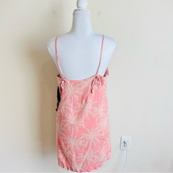 NWT HURLEY Pink & Cream Palm Tree Woven Grommet Brontë Beach Mini Dress - Picture 2 of 11